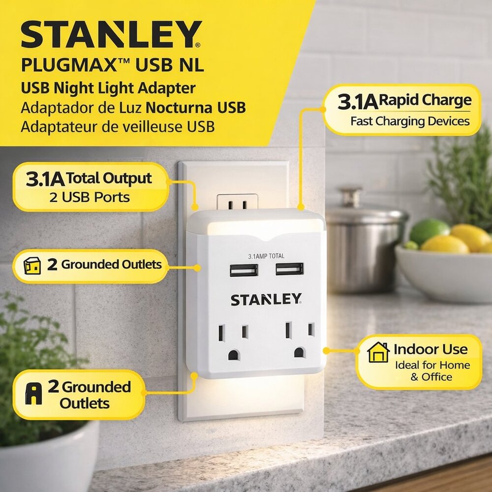 Stanley White PlugMax USB Adapter